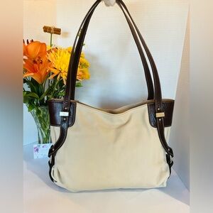 PETUSCO Shoulder Bag BOLD Silver Hardware Leather/Brown Trim Spanish Horse Logo